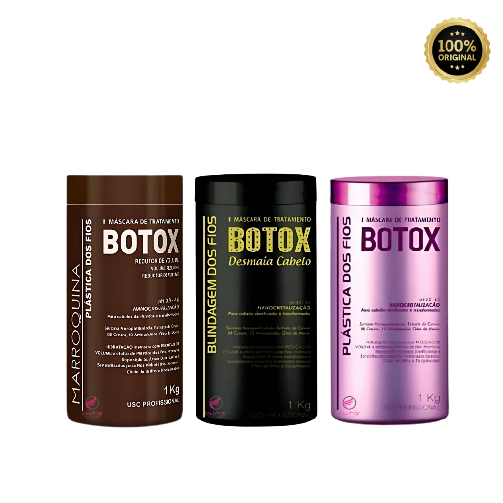 Kit 3x Máscara Capilar Plástica dos Fios + Blindagem + Marroquina – 1Kg Cada