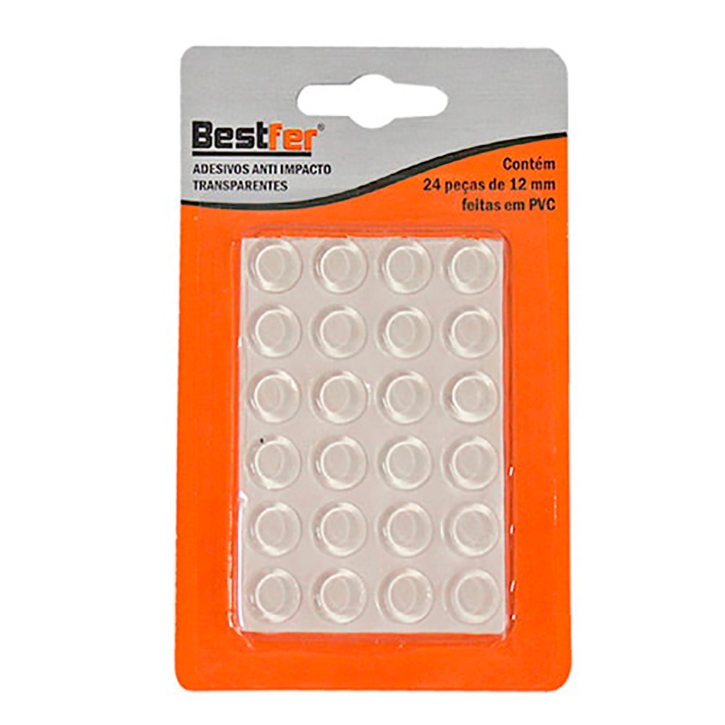 Kit Com 24 Adesivos Anti Impacto 12mm PVC Transparente Bestfer em Oferta na Shopee