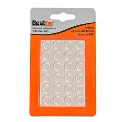 Kit Com 24 Adesivos Anti Impacto 12mm PVC Transparente Bestfer