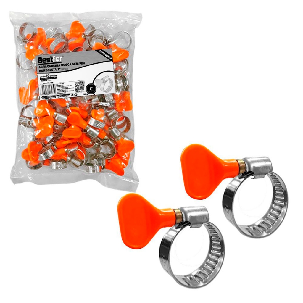 Kit Com 50 Abracadeira Borboleta 1” 16-25mm Bestfer · foto 2