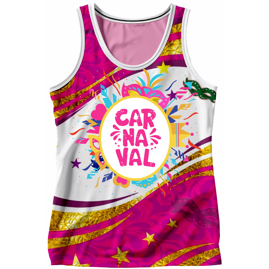 Camiseta Sem manga Abadá Poliéster - Carnaval Roxa e branca