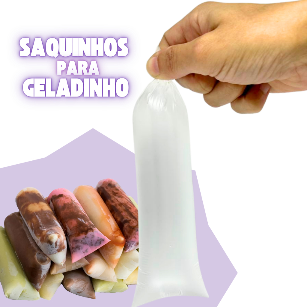 Saquinhos 24x6 cm para Geladinho, Dindin e Sacolé – Práticos e Resistentes em Oferta na Shopee
