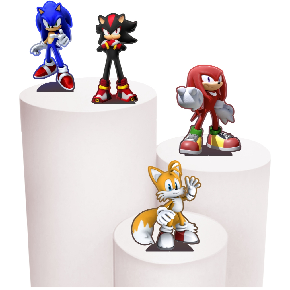 Kit Festa 4 Display de 30cm Totens para Decoração de Festa Sonic e seus Amigos MDF Cortado a Laser em Oferta na Shopee