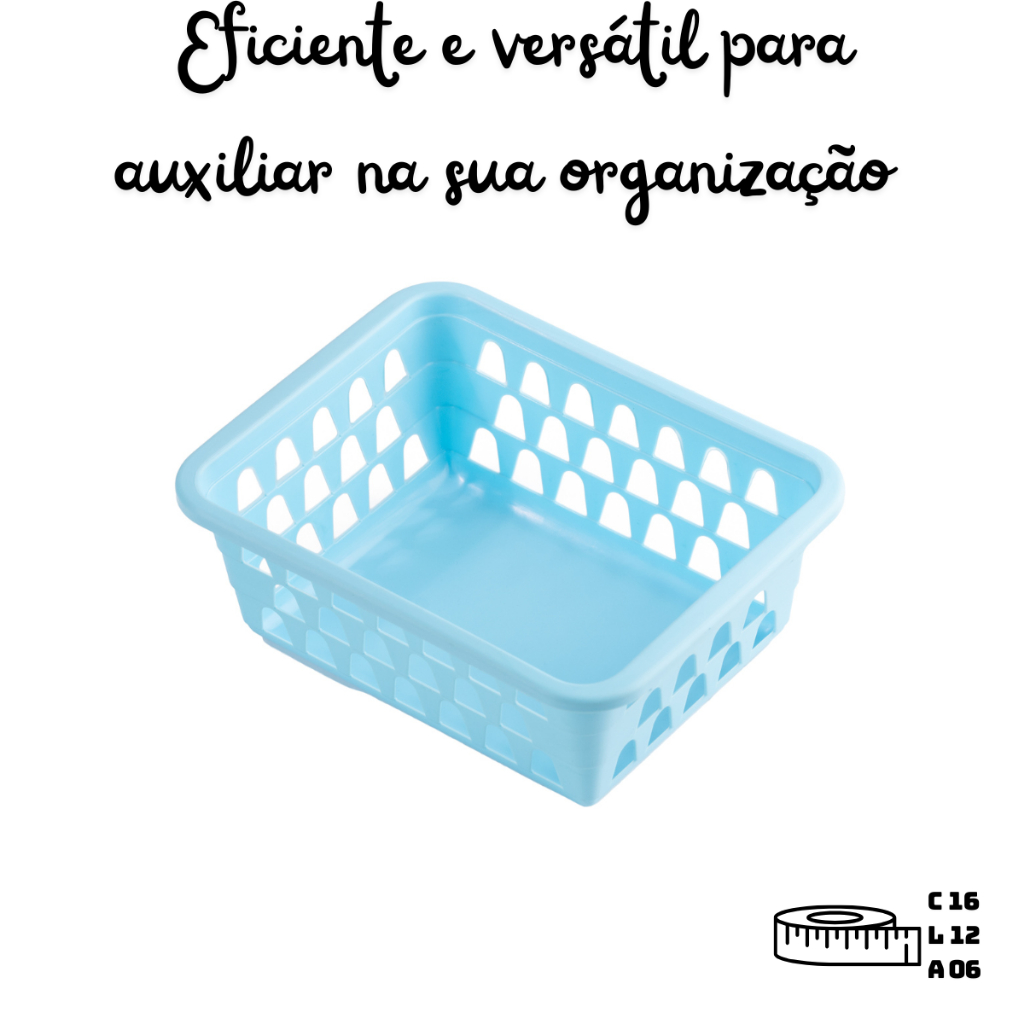 Kit 6 12 24 Cestos Azul Organizador Gaveta Cozinha Escritório Armário Lavanderia P (12x16) em Oferta na Shopee