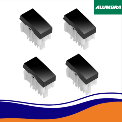Kit 4 Modulos Interruptor Simples Alumbra Inova Pró Class Black Piano 10A 250V