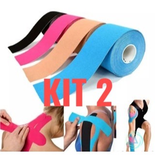 Kit De 2 Bandagem Elástica 5Cm X 5M - Fita Kinesio Tape Fisioterapia em Oferta na Shopee