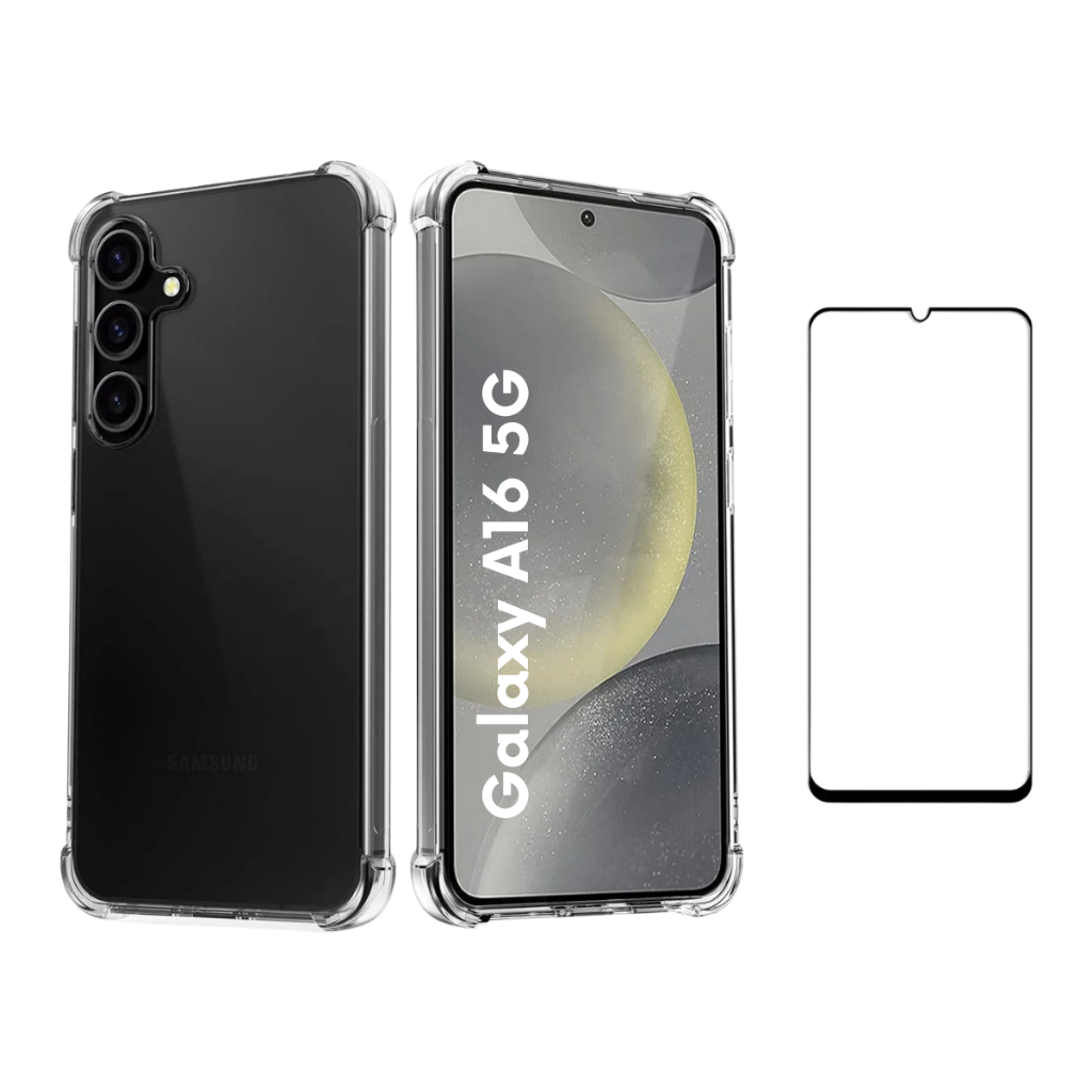 Samsung Galaxy A16 5G - Kit Capa Capinha Case Anti Impacto Transparente e Película 3D Vidro Premium