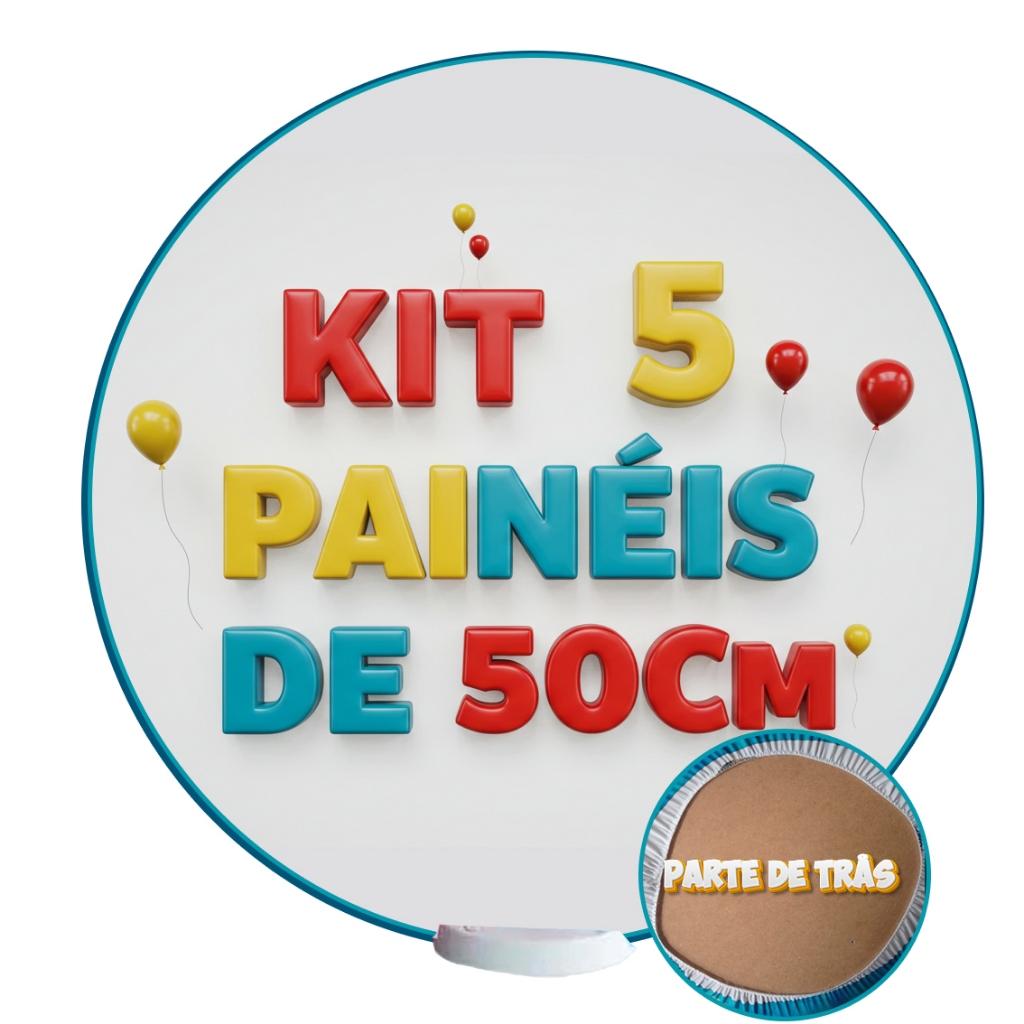 Kit 5 Painéis de Mesa Redondo 50cm Sublimação com Elástico - Escolha do Catálogo