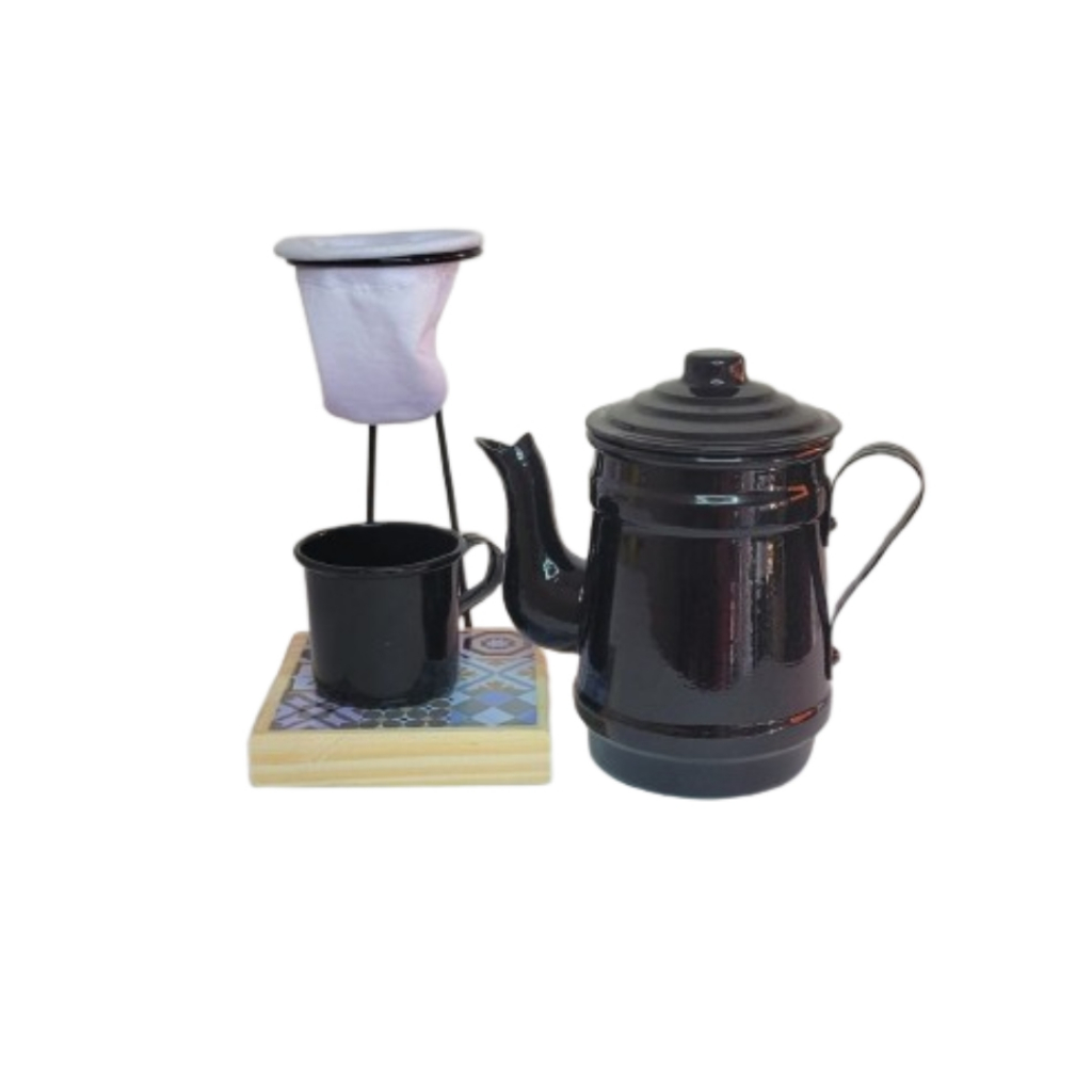 KIT PRIMER - SUP. C/ REFIL + 1 BULE + 1 XICARA EM ALUMÍNIO PRETO