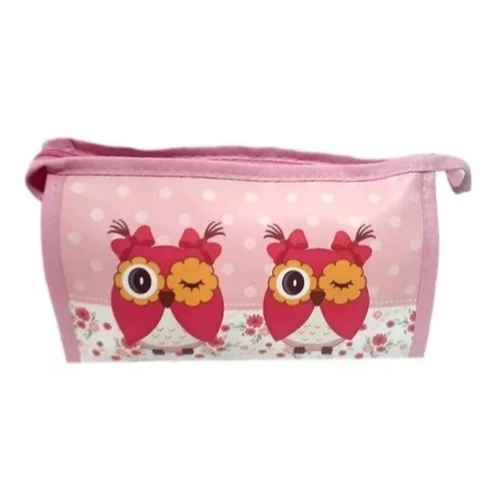 Nécessaire Estojo Coruja Porta Maquiagem-rosa