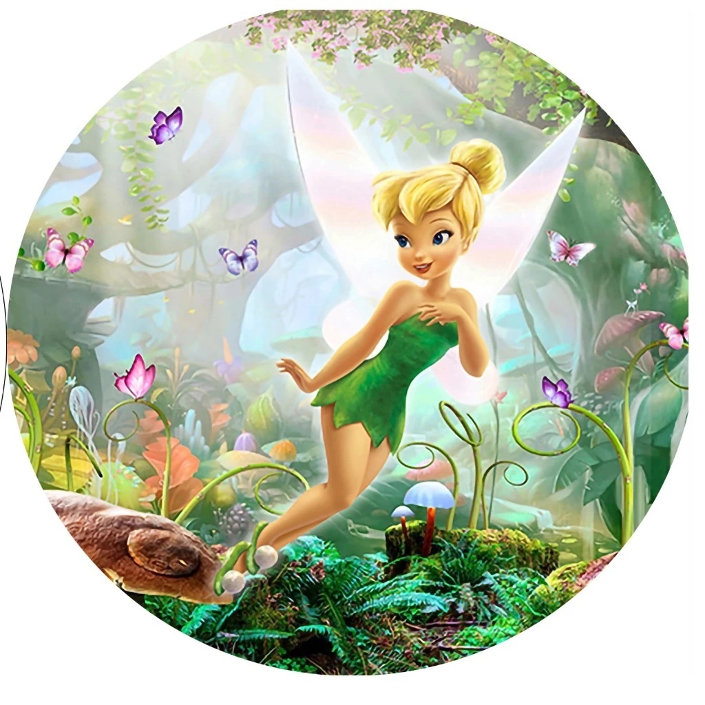 Painel para Festa Sublimado Redondo 50x50 Tema: Sininho em Oferta na Shopee