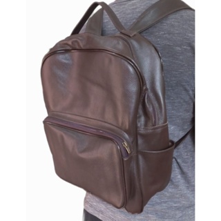 Mochila de Couro Legítimo  Reforçada Escolar Trabalho Passeio em Oferta na Shopee