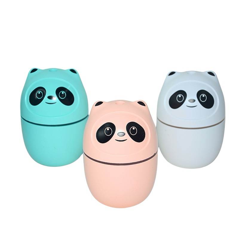 Umidificador de ar bonito panda aroma difusor de óleo com luz noturna usb carregável névoa fria pulverizador