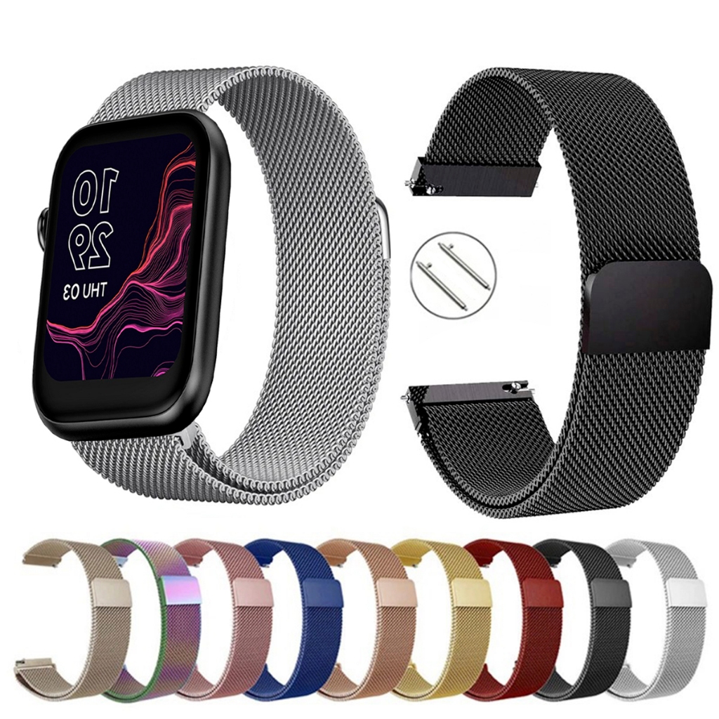 Pulseira de 22mm milanesa aço inox para Smartwatch Ticwatch GTH 2 de Engate Rapido