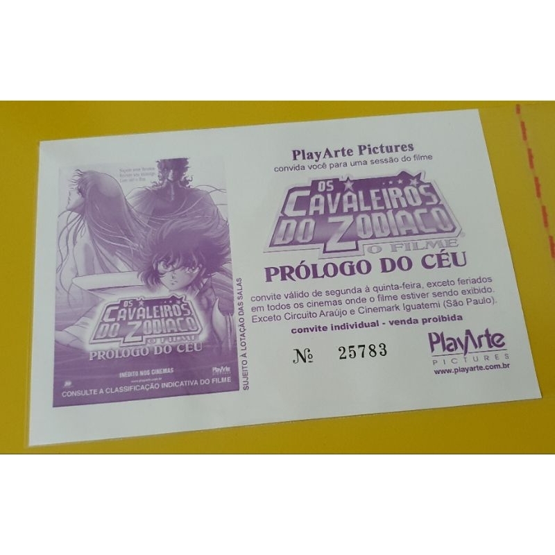 Ingresso Prólogo Do Céu Os Cavaleiros Do Zodiaco O Filme Raro