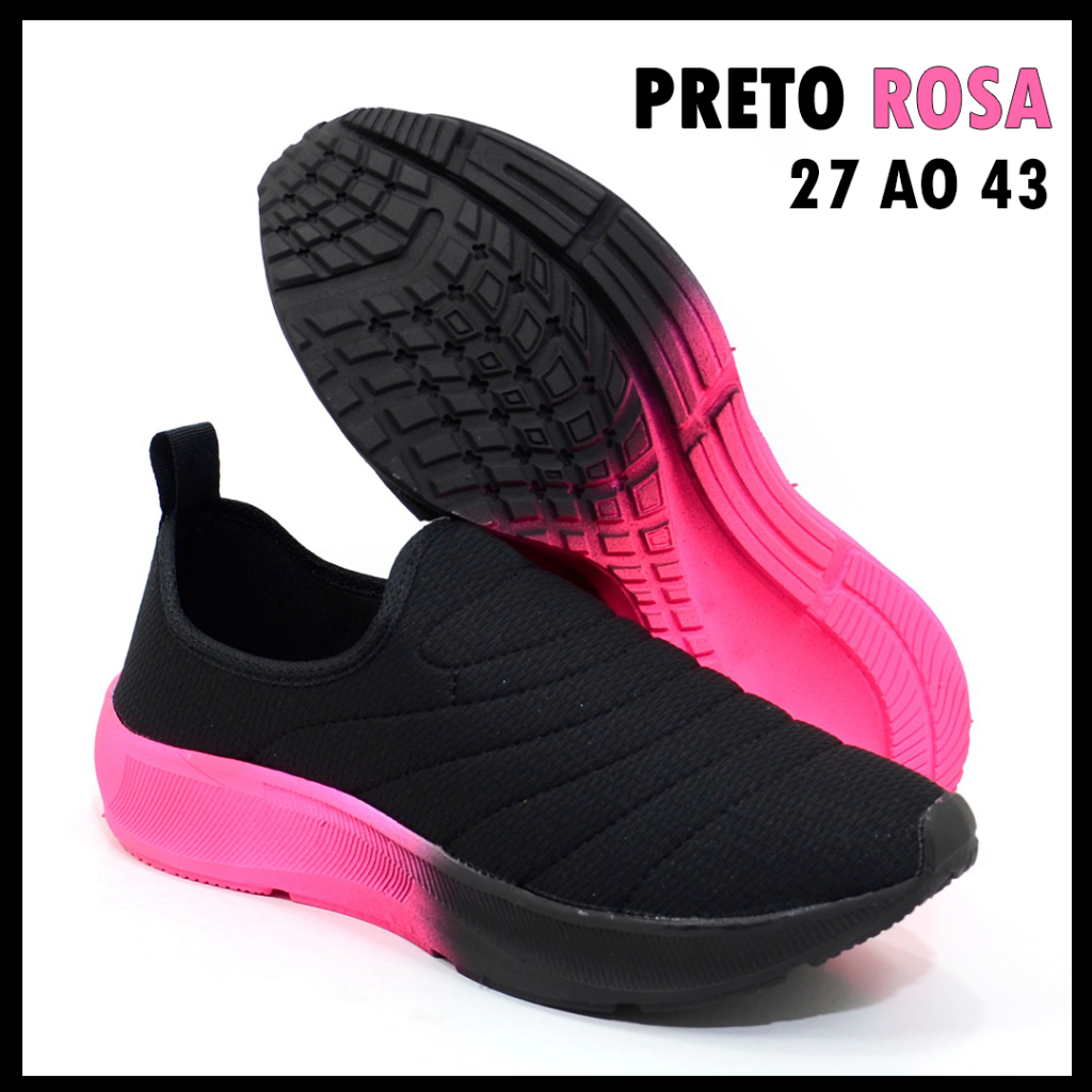 Tênis Meia rosa Feminino Slip-On Confortável - Perfeito para Esporte, Lazer e Uso Diário