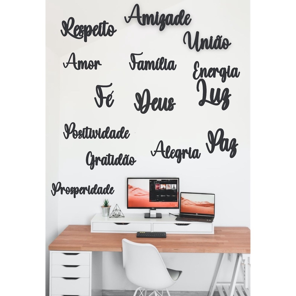 Palavras Decorativas de Parede Aplique Bonito Preto Fosco Promoção PROMOÇÃO Linha premium PROMOÇÃO Promoção Casa Decor