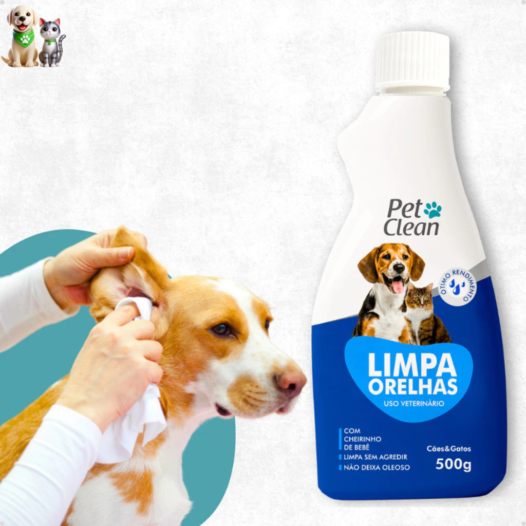 Limpador de Orelhas Limpa Ouvidos para Cachorro e Gato Pet Clean - 500g Recipiente Grande