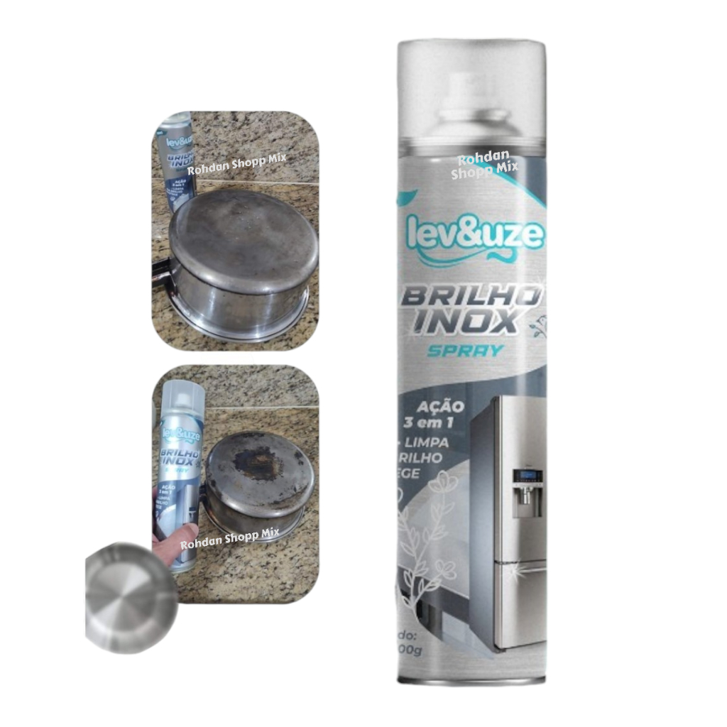 Brilha Inox 3 Em 1 Spray Limpa Dá Brilho Protege 300ml Etaniz Utilidades Domestica Casa Lev&uze