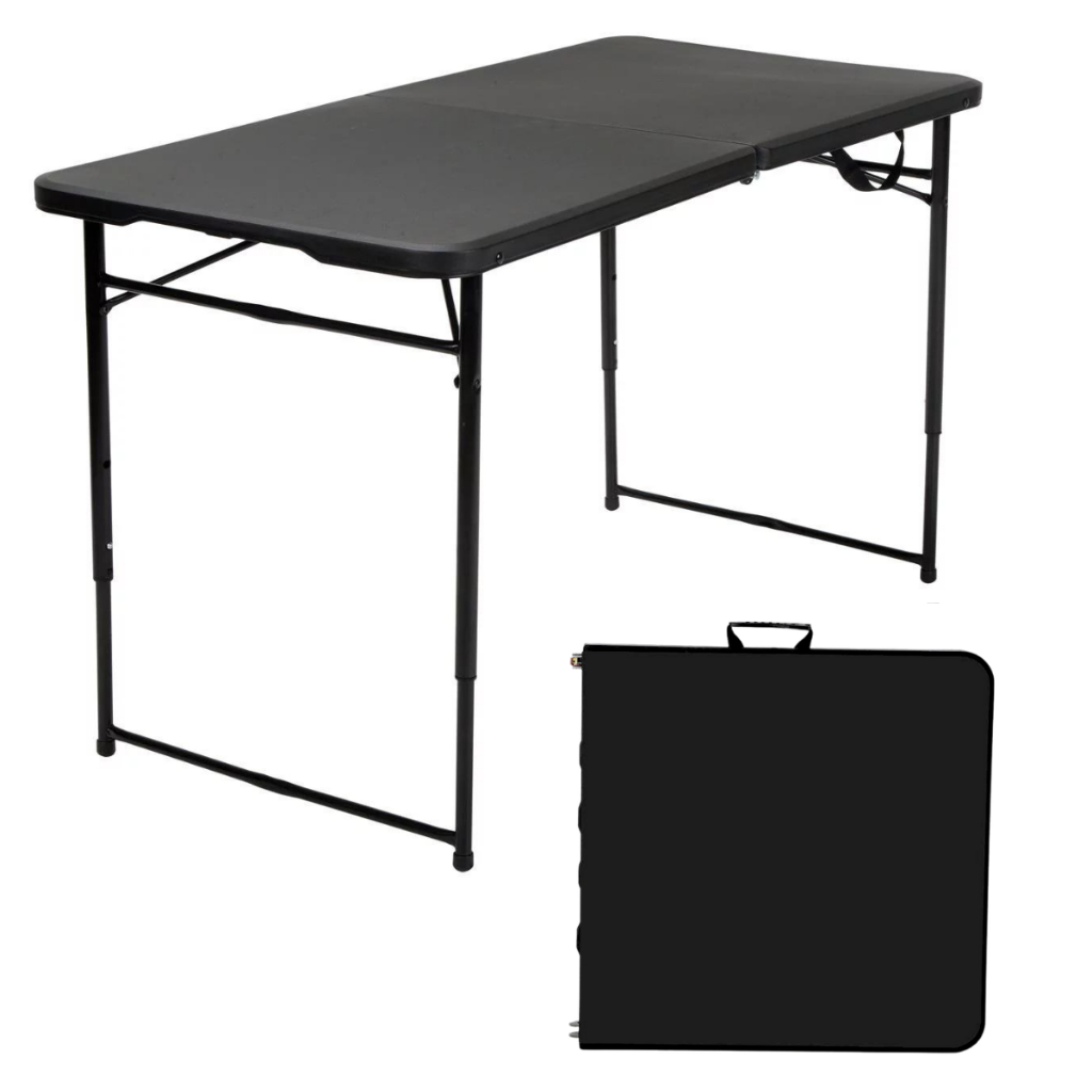 Mesa Dobrável Com Regulagem de Altura Maleta Portátil De Camping 1,22m