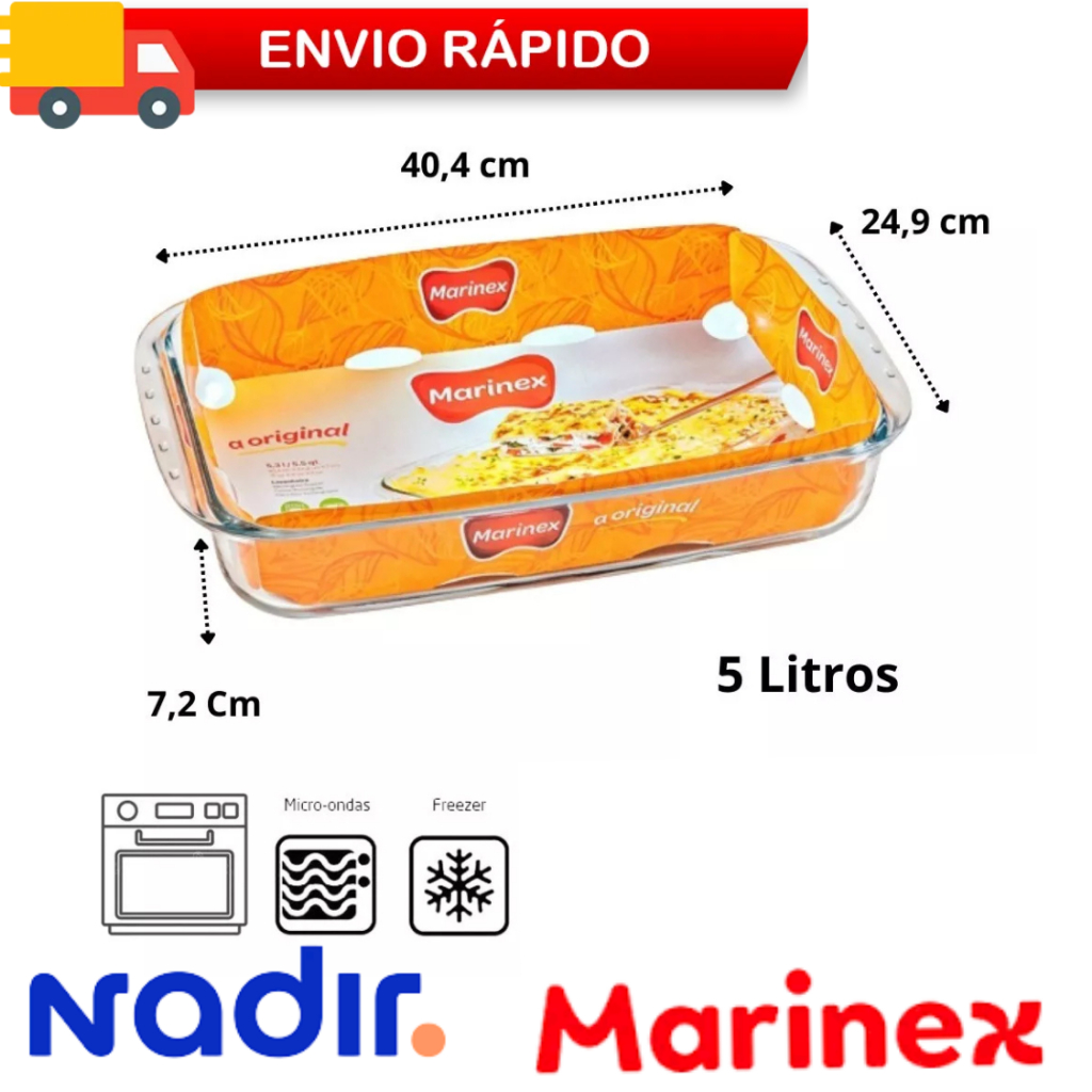 LASANHEIRA MARINEX VIDRO 5L SEM TAMPA TRAVESSA VIDRO FORNO em Oferta na Shopee