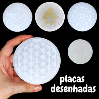 Placa Selenita Branca Diversos Flor da Vida Flor de Lotus Cristal Zodiaco Elementos em Oferta na Shopee