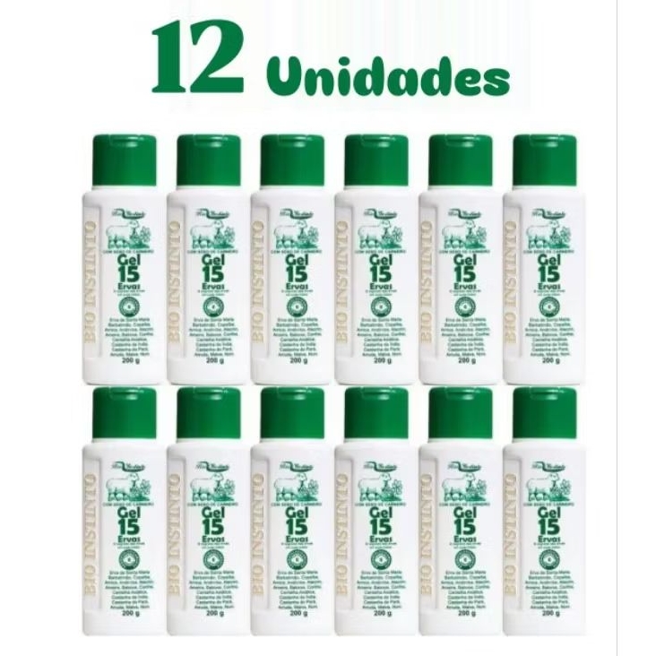 Kit 12 Unidades Gel 15 Ervas com Sebo de Carneiro 200g - Bio Instinto