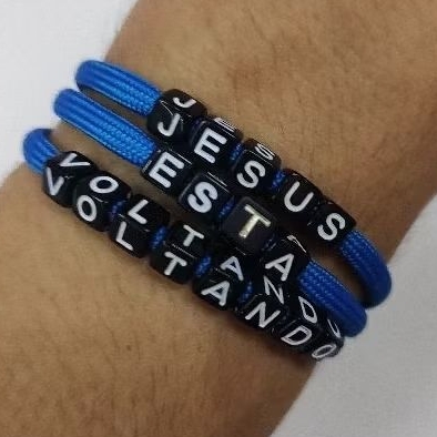 Pulseira Religiosa Cristã c/ frases Personalizadas - Artesanato feito corda Paracord 550 deus yeshua fé cristo religião