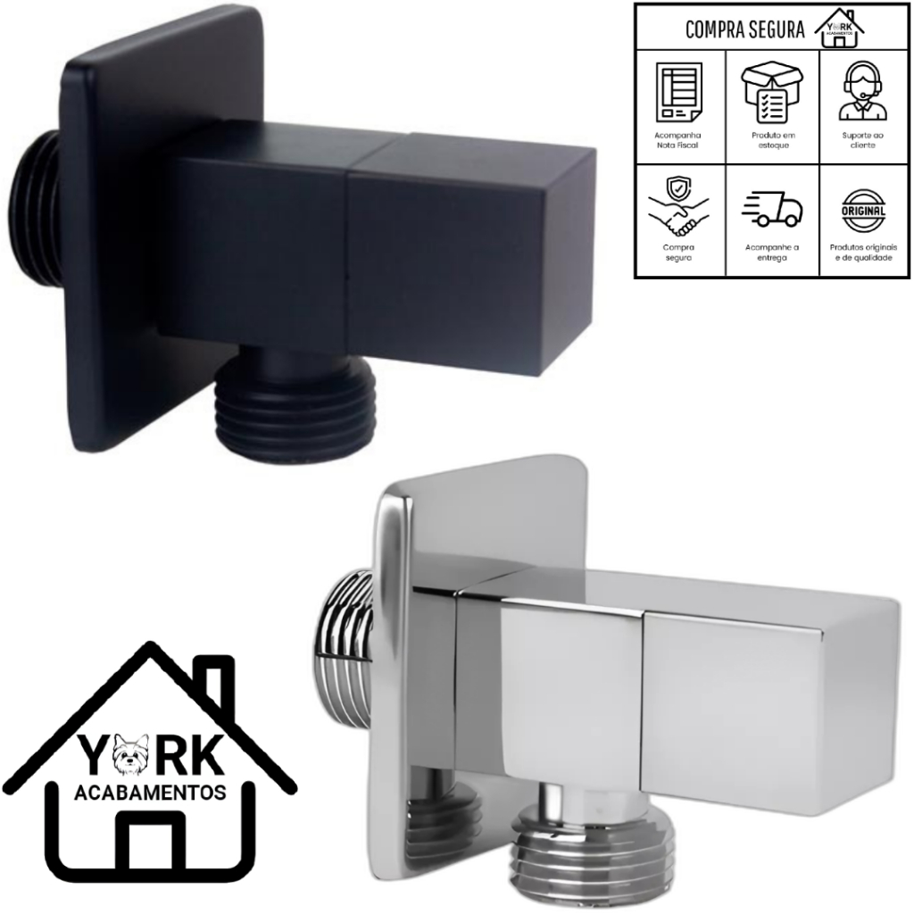 Registro Torneira Para Ducha Higiênica em Metal ¼" de Volta ESCOLHA COR CROMADO OU PRETO FOSCO