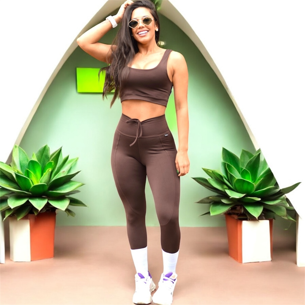 Roupas de Academia Feminina Conjunto Top e Calça Legguing Fitness Cropped Feminino em Oferta na Shopee