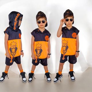 Conjunto de Verão Masculino Naruto Uzumaki Camiseta e Bermuda Fantasia Naruto em Oferta na Shopee