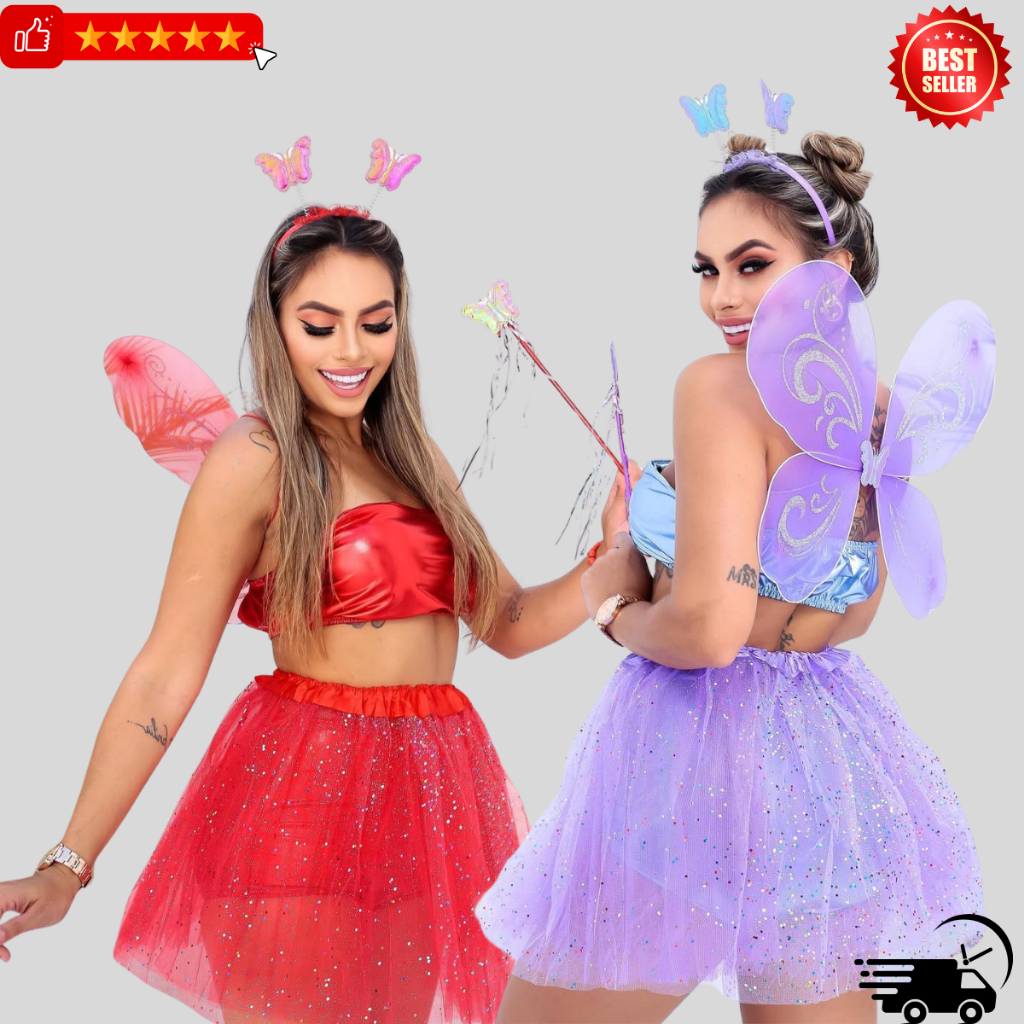Saia De Tule Com Brilho Glitter Colorido Carnaval Festa Fantasia Adulto 40 cm