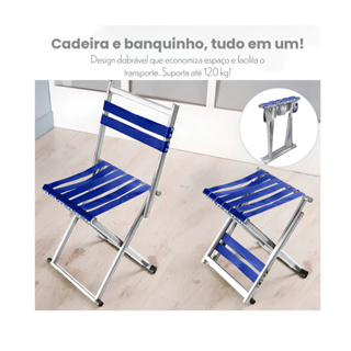 Banco Banqueta Cadeira C/ Encosto Reforçada De Ferro Camping em Oferta na Shopee