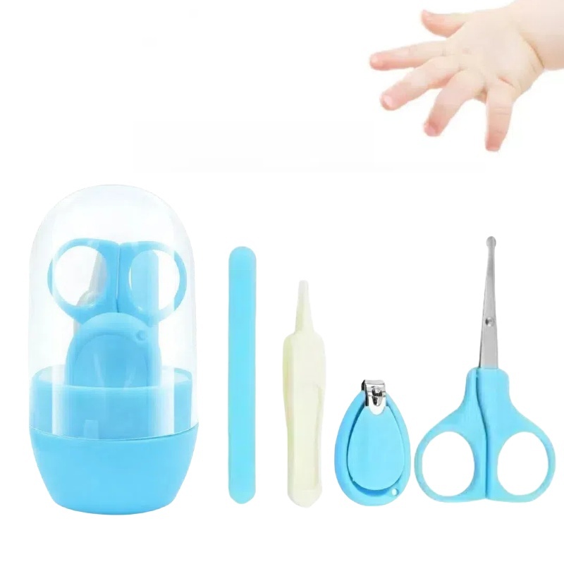 Kit 4 Higiene Manicure Bebê-Tesoura Cortador e Lixa Unha e pinça ,com Case Caixa,Rosa/Azul em Oferta na Shopee