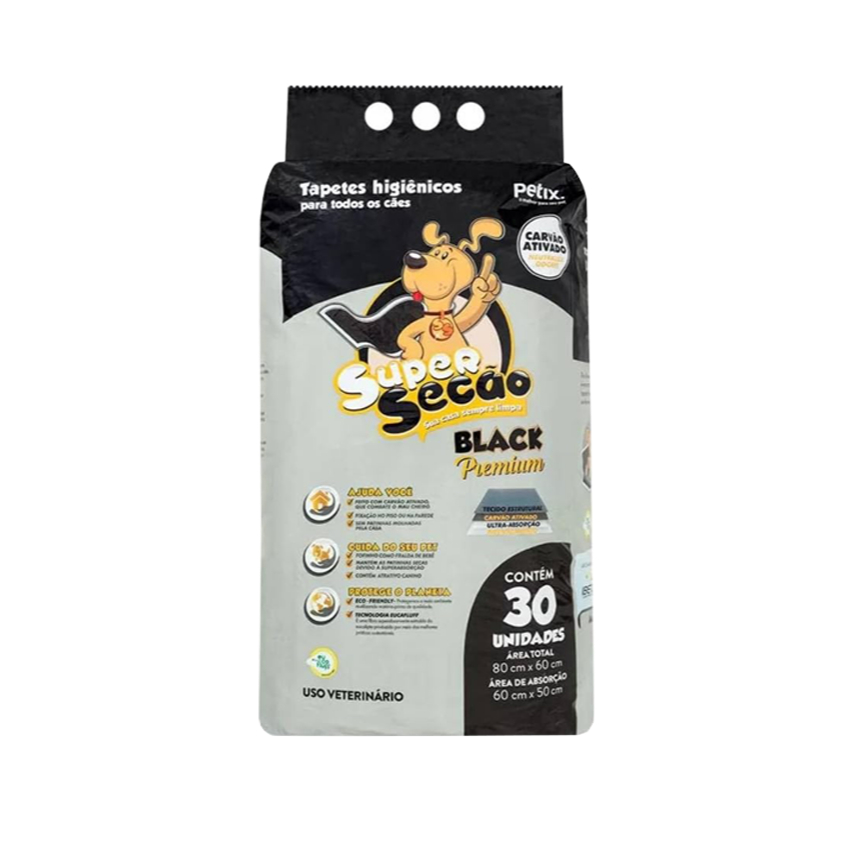 Tapete Higiênico Super Secao Black 80x60 com 30 unidades