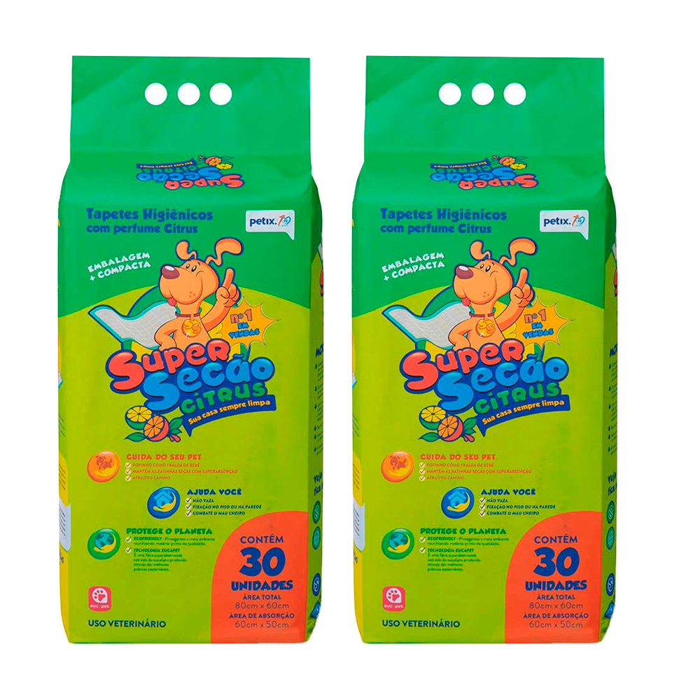 Kit 2 Tapetes Higiênico Super Secao Cítrus 80x60 30uni em Oferta na Shopee