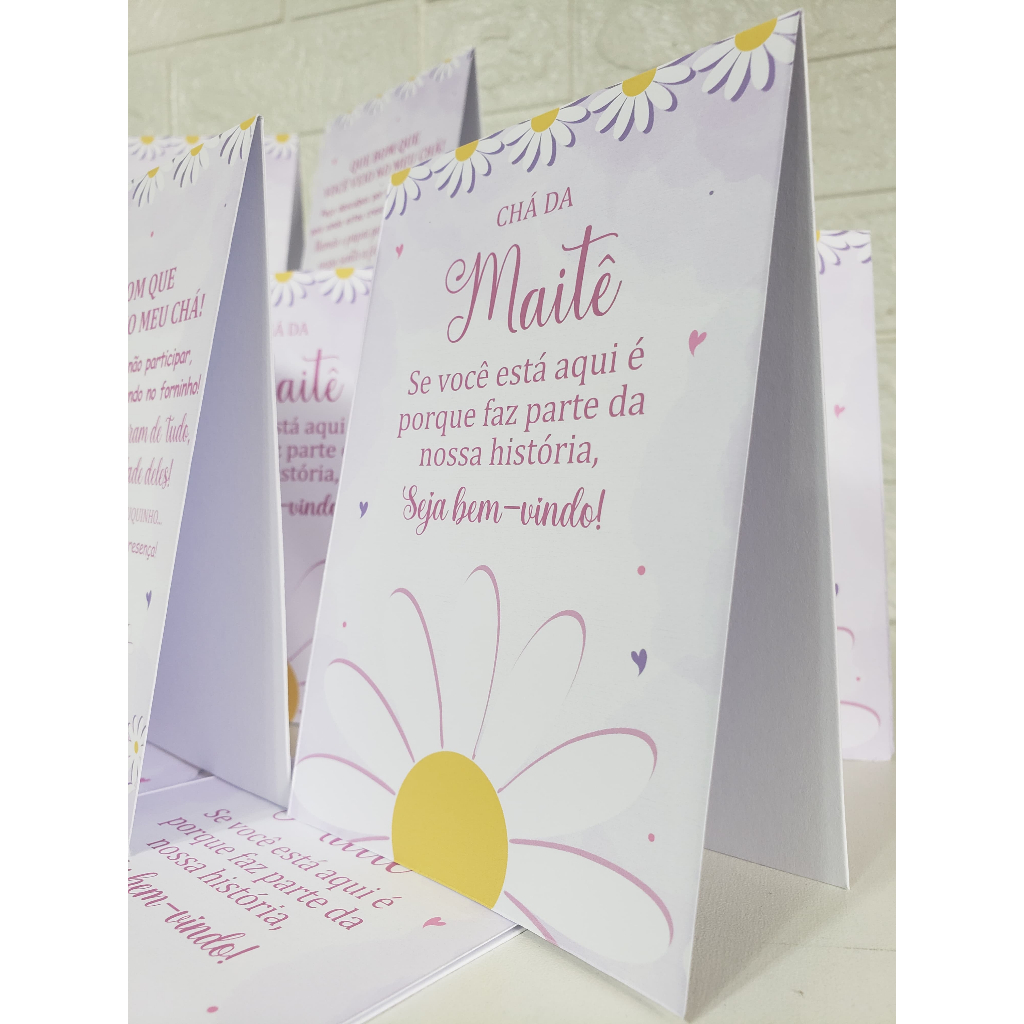 Centro de mesa agradecimento personalizado enfeite decoração de mesa chá de bebê fraldas jardim margarida rosa e lilás em Oferta na Shopee