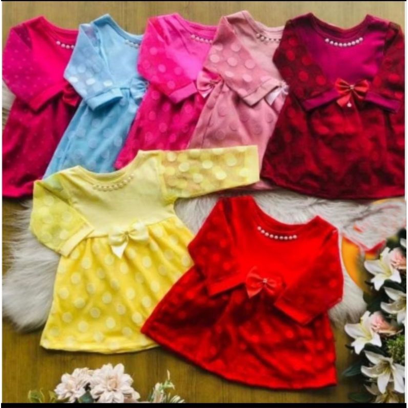 Vestido de renda Manga longa  Perolas para Bebê Vestido Festa em Oferta na Shopee