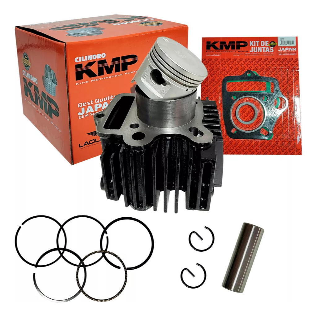 Kit Cilindro Pistão Anel Junta Biz 100 Pop 100 Std Kmp