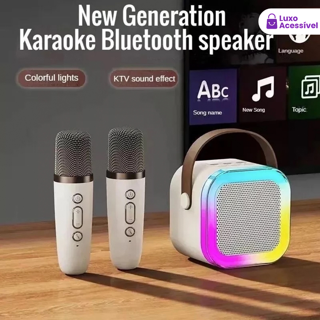Microfone Portátil Karaoke Bluetooth Speaker RGB Luz Dois 5W Alto-falantes Som Subwoofer Boombox Suporte Vários Modos