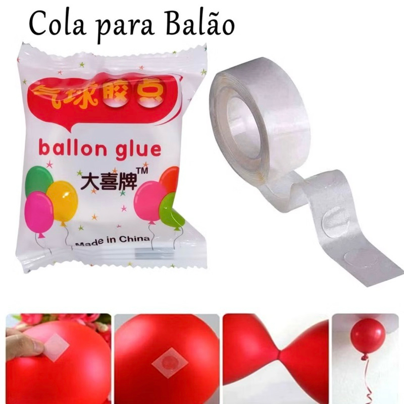 Fita Com 100 Pontos Gota Cola Adesivo Para Bexiga Balão Festa Decoração em Oferta na Shopee