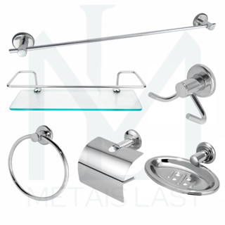 Kit Acessórios Para Banheiro Aço Inox 5 Peças + 1 Porta Shampoo Vidro Reto em Oferta na Shopee