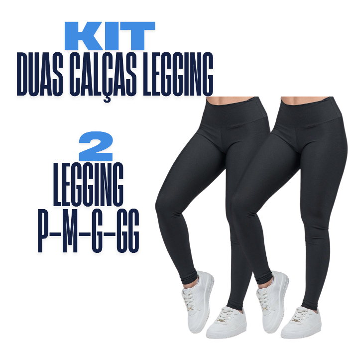 Kit 2 Calça Legging Cintura Alta Leg Suplex   Zero Transparência Academia Caminhada Cintura Alta