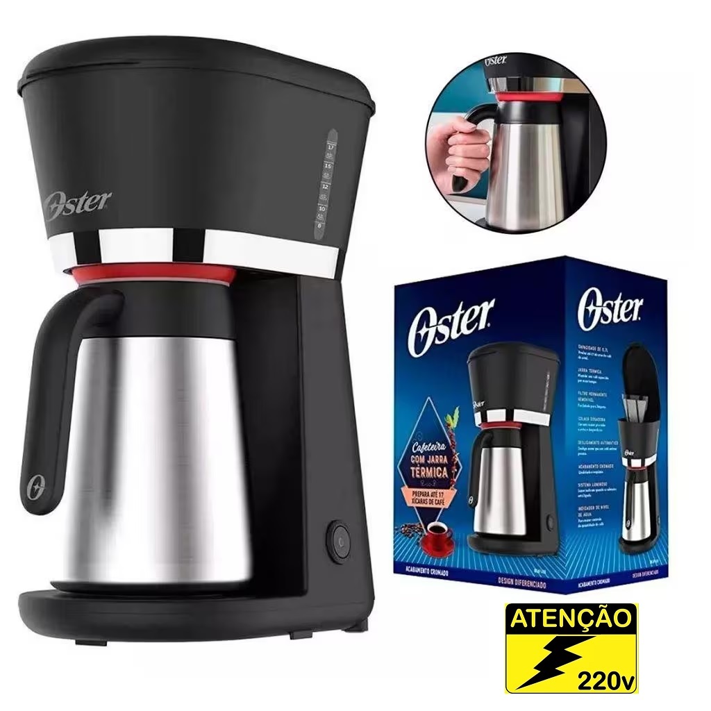 Cafeteira Oster Black Jarra Térmica Inox 700ml Filtro Removível 220V