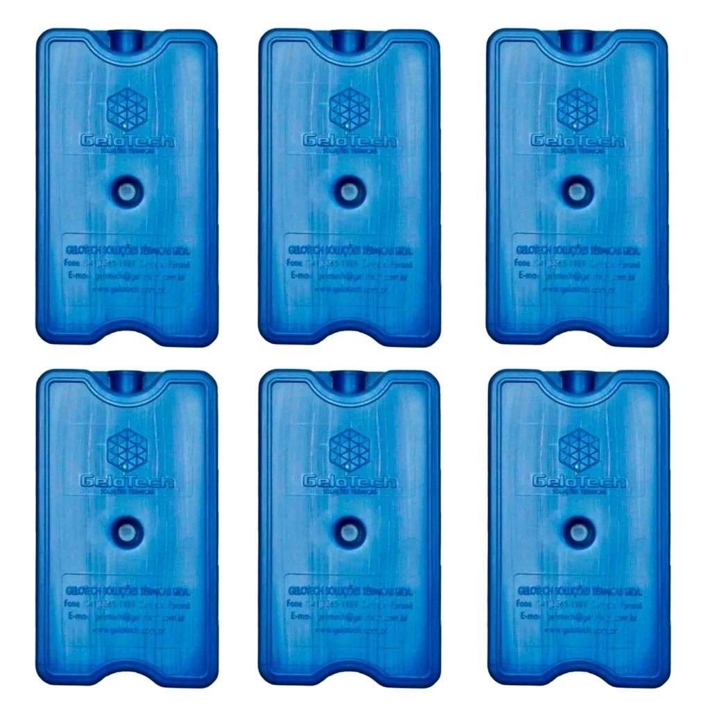 Kit 6 Placa Gelox Gelo Gel Artificial  Reutilizavel Bolsa
