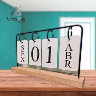 Calendário Permanente de Mesa com Plaquinhas – Decorativo para Casa e Escritório em Oferta na Shopee