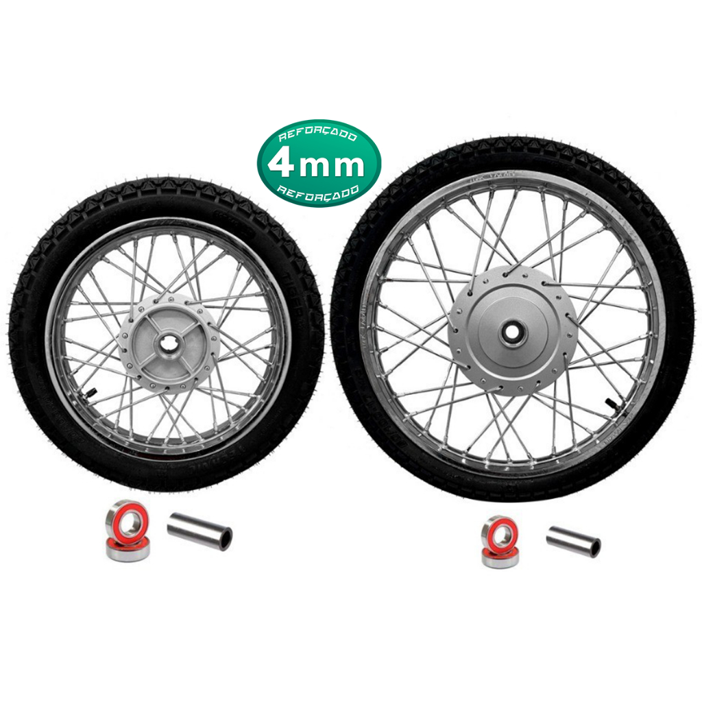 Roda Par Dianteira Traseira 4mm Honda Biz 100 + Pneu Montado Com Rolamentos em Oferta na Shopee