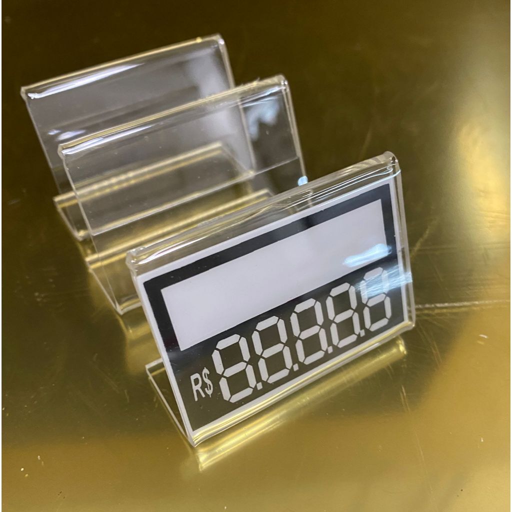 Display Porta Etiqueta De Preço Em Acrílico Cristal (5x7,5cm)