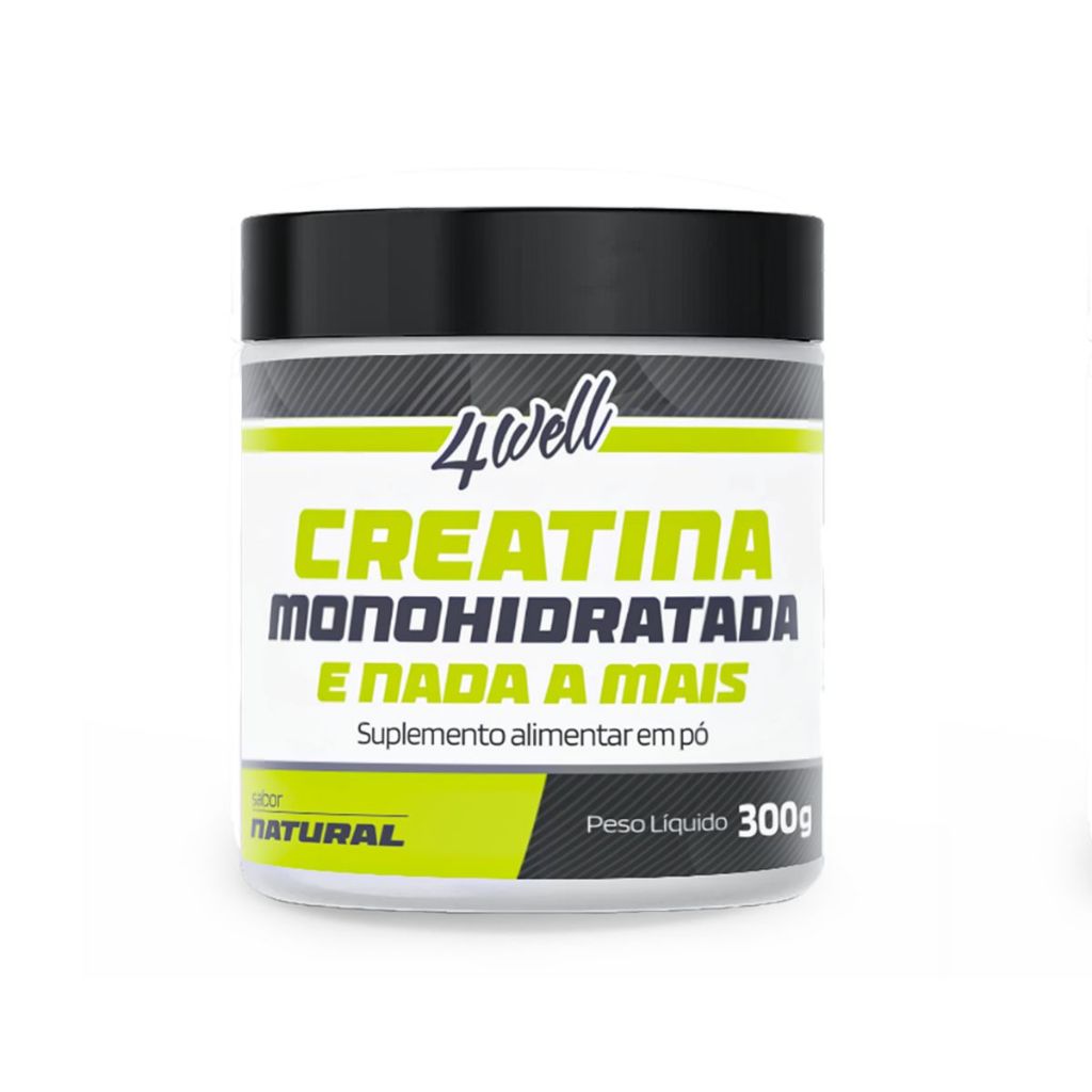 Creatina Monohidratada 300g Pote - 100% Pura - Importada - 4well - Sabor Natural - Health
