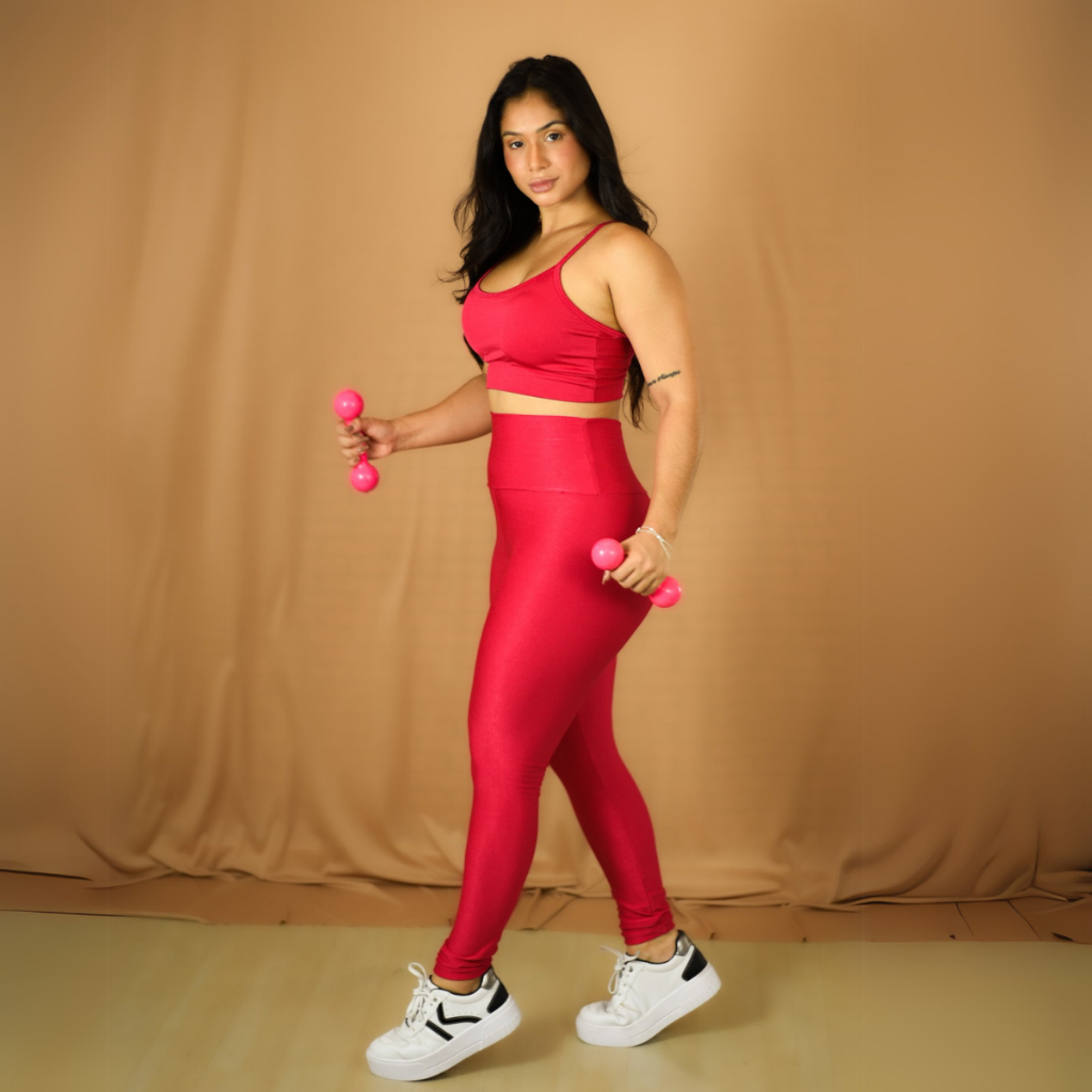 Conjunto Fitness Feminino Top Alça Calça Legging Wonder Canelado em Oferta na Shopee